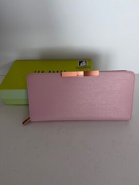 Ted Baker Pink Zip-Around Bow-Accent Wallet